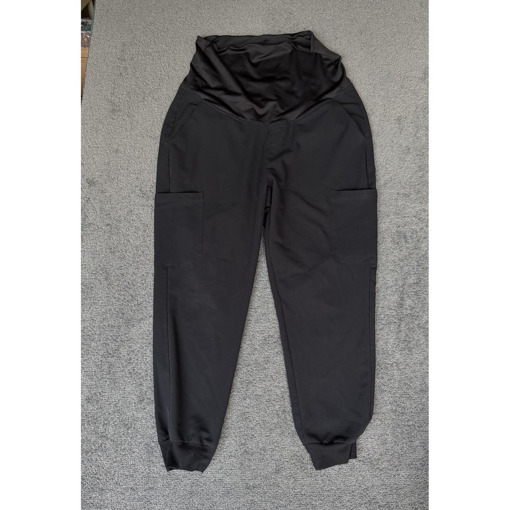 Mandala Maternity Scrub Joggers Black Equa-Tek Cargo Pockets Size PM